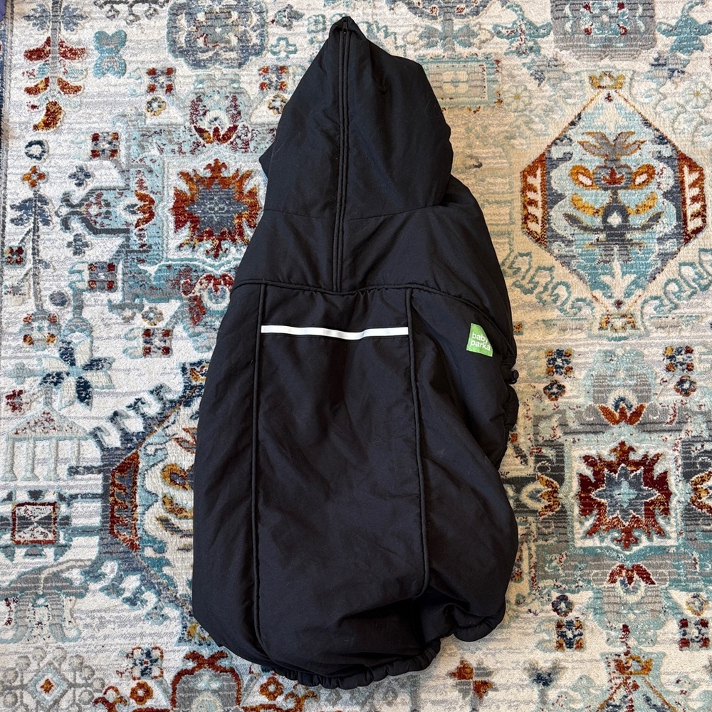 Cozy Black Hooded Baby Parka for Baby Wearing